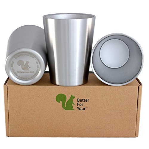 Better For Your - Small Tumbler Cups Stainless Steel Double Wall - 8oz (250ml) - Set of 3