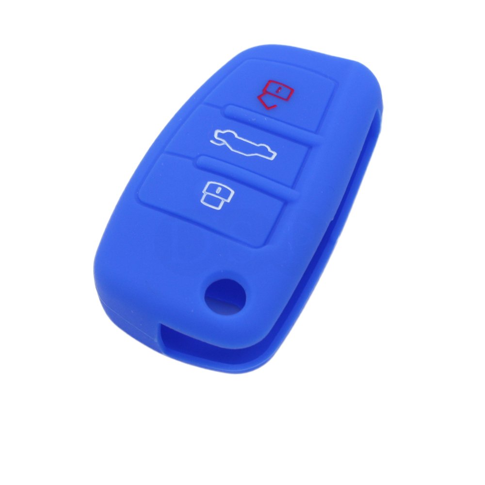 BROVACS Silicone Cover Protector Case Holder Skin Jacket Compatible with AUDI 3 Button Flip Remote Key Fob CV9820 Deep Blue