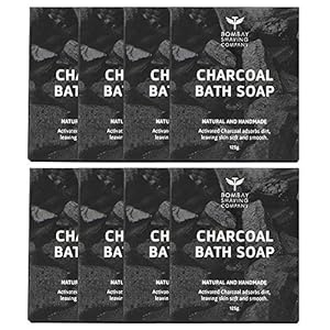 Bombay Shaving Company Activated Bamboo Charcoal Bath Soap (Pack of 8) for Deep Cleaning and Anti-Pollution Effect