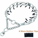 Dog Pinch Collar - Prong Training Collar, Stainless Steel Spike Link Chain Adjustable , Safe with Rubber Tips ,19.5