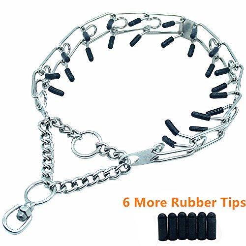 Dog Pinch Collar - Prong Training Collar, Stainless Steel Spike Link Chain Adjustable , Safe with Rubber Tips ,19.5 Dog Pinch Collar - Prong Training Collar, Stainless Steel Spike Link Chain Adjustable , Safe with Rubber Tips ,19.5