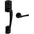 Weiser Prescott/Katella Matte Black Door Handle Set, Exterior Modern Home Décor Left Handed & Right Handed Entry Handle, Dead