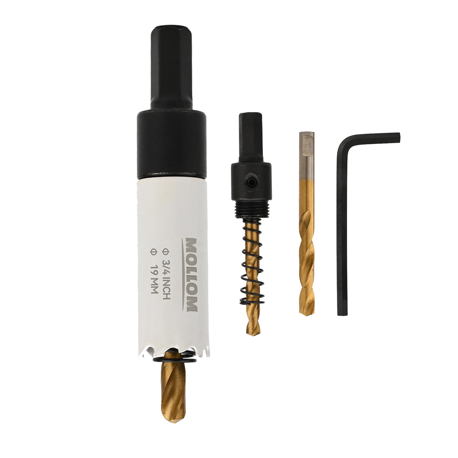 Mollom (19mm | 3/4") HSS M42 with 8% cobalt BI-Metal Hole Saw with 2 Pilot Drill Bits & Arbor Smooth Cutting for PVC,Drywall,Wood,Plastic,Gypsum Board,Rubber — image 1