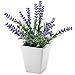 MyGift Small Purple Artificial Plants & Flowers with White Ceramic Mini Planter Pots, Set of 3