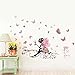 SWORNA Nature Series Flower Butterfly Girl Growing Branch Removable Vinyl DIY Wall Art Mural Sticker Decal Decor - Living Room/Play/Bedroom/Hallway/Kindergarten/Home Office Nursery/School 32