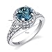 London Blue Topaz Halo Ring Sterling Silver Rhodium Nickel Finish 1.50 Carats Sizes 5 to 9