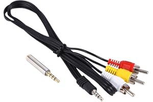 AV Cable, New 27 inch Audio Video Wire 3.5mm to 3-Male Audio Adapter Supports 1 to 3 Outputs for 2 Model B+ Plug and Play