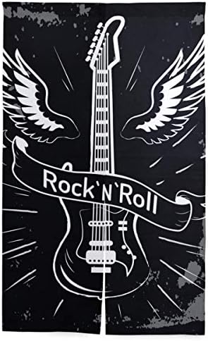 Dutops のれん ひょうたん 85x90cm ロックリボンイメージエレキギター 可愛い 室内 間仕切り 室内インテリア のれん 60