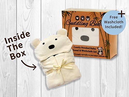 100% Natural Organic Bamboo Fibers – Dye Free | Luxurious Hooded Baby Towel &amp; Washcloth set | Hypoallergenic and Antibacterial | Better than regular cotton towels