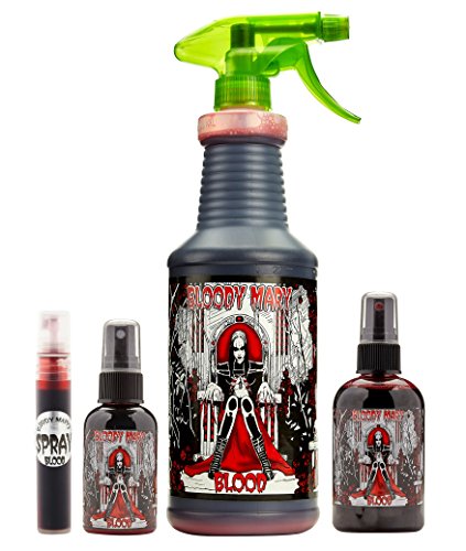 Fake Blood Makeup Spray - For Theater and Costume or Halloween Zombie, Vampire and Monster Dress Up - By Bloody Mary (Large - 4 oz)