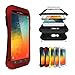 Note 5 Case,Perstar Shockproof Dust/Dirt/Snow Proof Aluminum Metal Gorilla Glass Protection,4-layer Protection Small Waist Cover Case for Galaxy Note 5(Water/dirt/shock Proof)(2015 New)(Red)