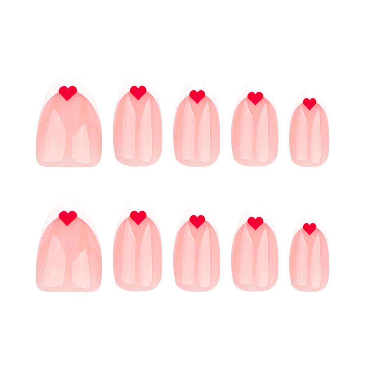 24 Pcs Cute Extra Short Press on Nails Almond - YEFIUO Pink Nail Tips Acrylic Nail Kit Cute Nail Art Fake Nails Press ons Heart White French Glue on Nail Full Cover False Nails for Women - Image 5