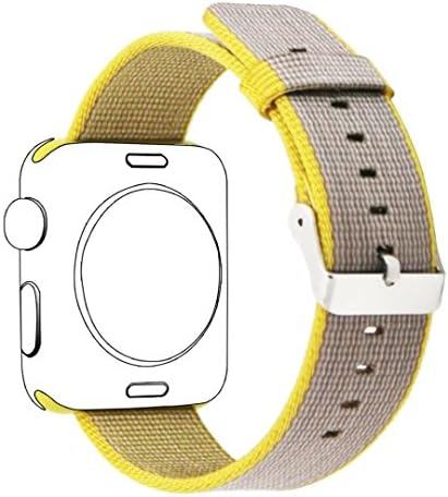 Yichan Woven Nylon Fabric Wrist Strap Replacement Band with Classic Square Stainless Steel Buckle for Apple iWatch Series 1 / 2 / 3,Sport &amp; Edition,38mm,Yellow Lightgray