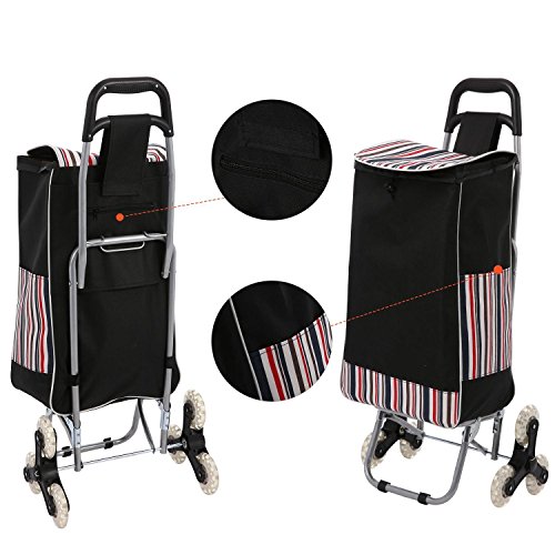 image for Utheing Folding Trolley Dolly Shopping Cart, Stair Climbing Cart Groce