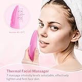 Sonic Silicone Facial Cleansing Brush, Waterproof Rechargeable Skin Cleanser Anti-Aging Face Massager Deep Cleansing Remove Blackhead and Skin Care for All Skin Types, 7 Speed Vibration