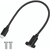 USB Type C 3.1panel Mount Adapter Cable, USB Type-C 10Gbps/20Gbps Male to Female Cable USB-C Panel Mount Screw Cables Connector Supports for Charging Data Sync Audio Video for Laptop Tablet Smartphone