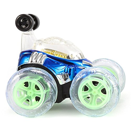 HANYI 360°Spinning Rotation And Flips With Color Flash & Music Electric RC Car Monster Truck Vehicles - Best Remote Control Car Gif for Toddler Kids (Blue)