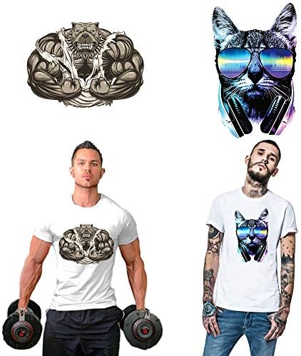 Cat Dog Large Patches Iron on Transfers Stickers for Woman Men DIY Applique Decorative Patches for Clothing Jackets Clothes Coats Vest Shirt Tshirt (2 Pcs)