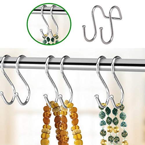 Pro Chef Kitchen Tools Double Utility Hooks - Dual S Hook 10 Pack Set - Hanging S Shaped Heavy Duty Metal Hooks for Outdoor Garage Home Storage Organization - Fits Utensil Rack Rails - Pot Hanger Bar - Thumbnail 5