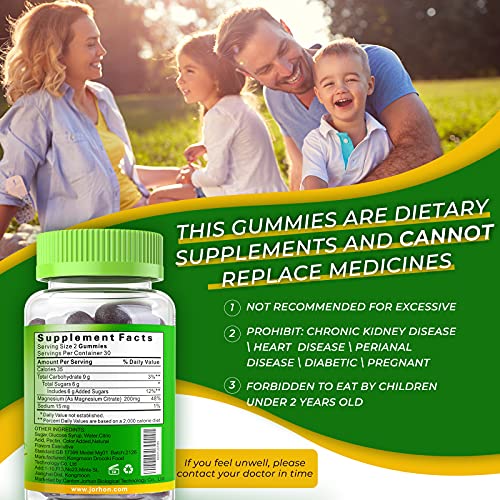 Lerzda Magnesium Gummies, 200 Mg Magnesium Supplement, Gluten-Free chewable Magnesium, Non-GMO, Natural Calming, Sleep Aid, Mood & Energy Booster, 60 Magnesium Gummies for Adults (Men & Women),Kids
