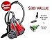 Ovente ST2620R Bagless Canister Cyclonic Vacuum – HEPA Filter – Includes Pet/Sofa, Bendable Multi-Angle, Crevice Nozzle/Bristle Brush, Retractable Cord – Featherlite – ST2620 Series, Red