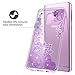 Casetego Compatible Galaxy S9 Case,Clear Glitter Bling Shiny Soft Flexible TPU Case Rubber Silicone Skin with Flowers Floral IMD Printed Back Cover for Samsung Galaxy S9-Bling Purple