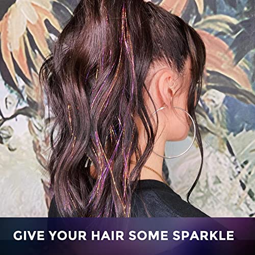 SYGY Hair Tinsel Kit, 10PCS 47 Inches Pink Tinsel Hair Extensions Kit with Tools, 2000 Strands Fairy Hair Tinsel for Women Girls Hair Accessories, Glitter Hair Tinsel Heat Resistant for Halloween Cosplay Christmas New Year Party