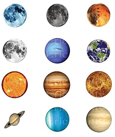 2 Round Solar System Planets Birthday Edible Cakecupcake Party Topper D22926