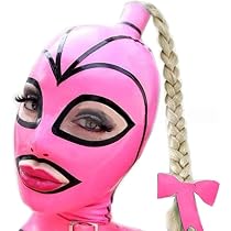 Amazon.com: MMWMJWMB Sexy Pink Black Stripe Rubber Hood Latex Mask ...