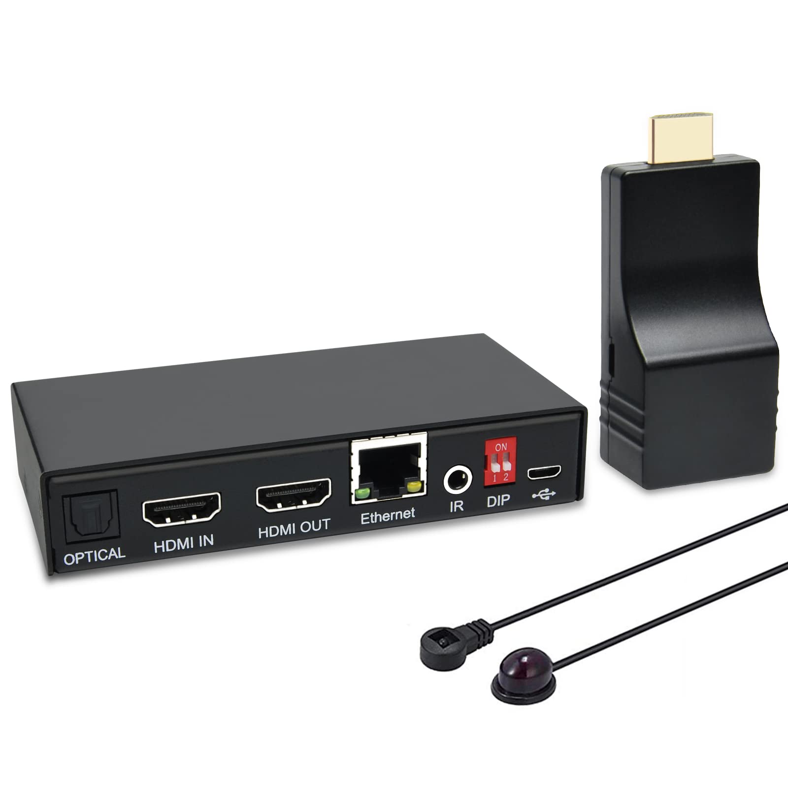 DDMALL 4K HDMI Extender with Local Loop Output, Up to 70m at 4K@60Hz over a Single CAT5e CAT6 Cable, HDR, HDCP 2.2 1.4, HDMI 2.0, SPDIF and Analog Audio, HDMI Transmitter and Receiver Kit (HE-35)