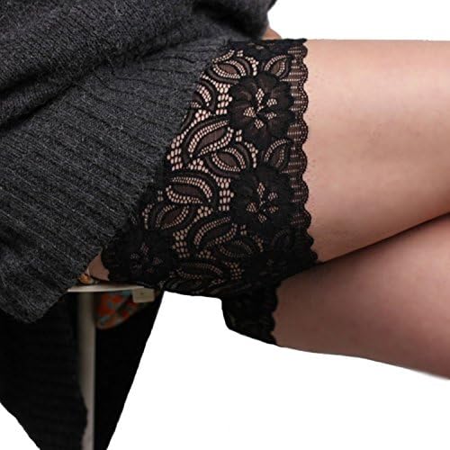 Darin Elastic Anti-Chafing Lace Printed Thigh Bands Thigh Socks (F:78-81cm, black)