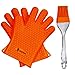 NEWEST 2016 EDITION Heat Resistant Silicon Gloves For Barbecue & Oven Use, Made For Grilling, Cooking & Baking + Bonus Silicone Brush By Eco Grab - 1 size fit all