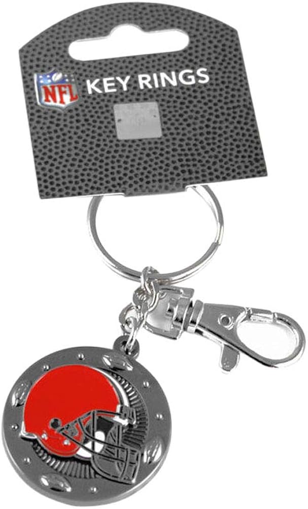 NFL Cleveland Browns Womens NFL Sports Team Logo Impact Metal Ring Keychain, Silver, One Size : Sports & Outdoors