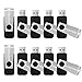 Wholesale Bulk USB Flash Drive 1GB Flash Drive 10 Pack Thumb Drive Flash Drives Swivel Memory Stick, Black