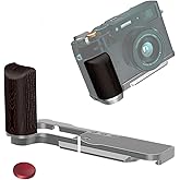Fotoconic X100VI / X100V Handgrip L-Shape Grip with Quick Release Plate for Arca, Lightweight Silicone Side Handle, Shutter Button and Hot Shoe Cover for FUJIFILM X100VI / X100V Cameras (Silver)