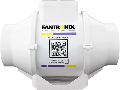 Fantronix 100 mm Inline Bathroom Extractor Fan Run-On Timer Quiet