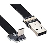 xiwai 0.2M Up Angled USB 2.0 Type-A Male to Micro USB 5Pin Male Data Flat Slim FPC Cable for FPV & Disk & Phone