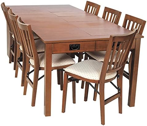Expanding Cabinet Table Hutch Of Solid Hardwood With 5 Leaves And Large Storage Space Folds Into 89"