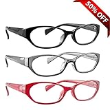 Reading Glasses 3 Pack with Red, Black & Grey _ Always have a Stylish Look & Crystal Clear Vision When You Need It! _ Comfort Spring Arms & Dura-Tight Screws _ 100% Guarantee +3.25