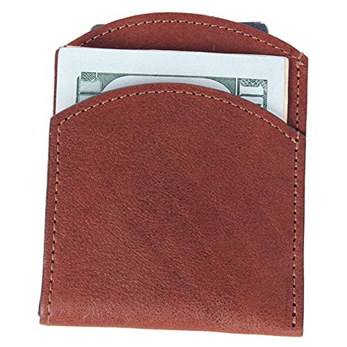 Mens Leather Front Pocket Wallet Slim Two Pockets Brown USA Made