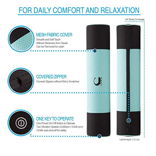 Kinelo THEA 24" Vibration Massage Bolster Pillow & Exercise Foam Roller with Free Carry Bag Blue - Thumbnail 2