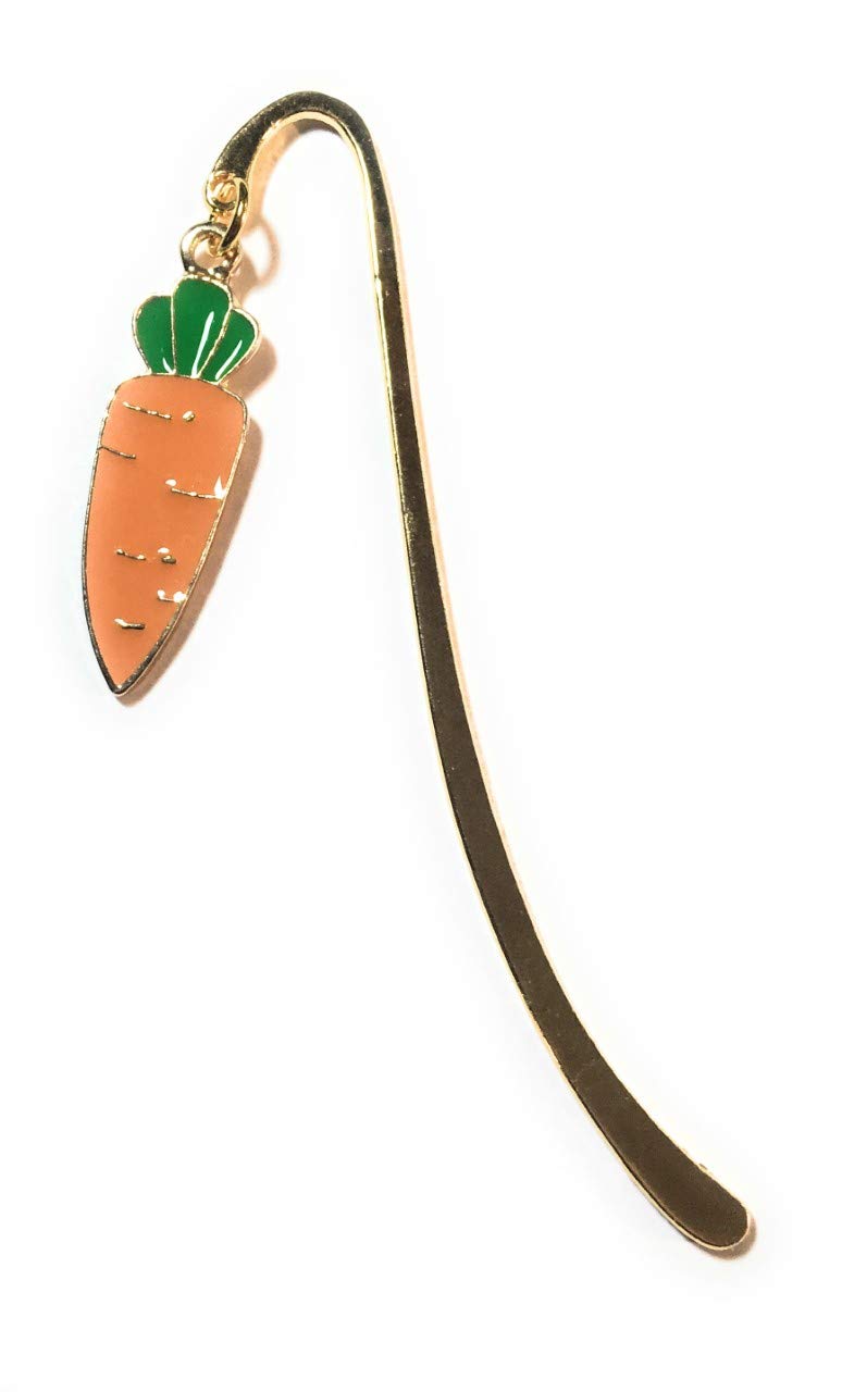 FizzyButton Gifts Gold Tone Mini Bookmark with Enamel Carrot Charm in Gift Bag