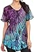 Sakkas Splenka Long Tie Dye Embroidered Corset Neck Cap Sleeve Blouse Shirt Top