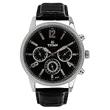 Titan Men's 'Neo' Fashion/Casual/Business/Luxury Mineral Quartz Dial -Leather/Brass and Silver Toned Strap