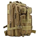 HUKOER 17.7''x 9.9''x 9'' Tactical Rucksack - Fashionable 30L Multiple Colors Outdoor Tactical Shoulder Hiking Daypack Military Backpack Perfect for Young Camping Trekking Hunting (Khaki)