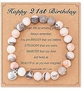 HGDEER 21st Birthday Gifts, Natural Stone Heart Bracelets for Friends Sister Girls Women