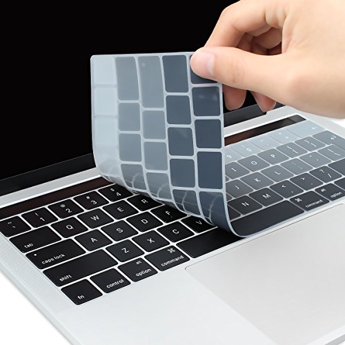 Batianda Spanish ESP Ombre Color Ultrathin Waterproof Silicone Keyboard Cover Skin for Newest MacBook Pro 13 15 inch 2016 2017 With Touch Bar Model:A1706/A1707 (Grey Gradient)