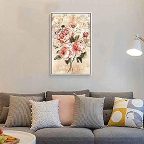 Floating Framed Canvas Wall Art for Living Room, Bedroom Vintage Flower Canvas Prints for Home Decoration Ready to Hang - 16x24 inches