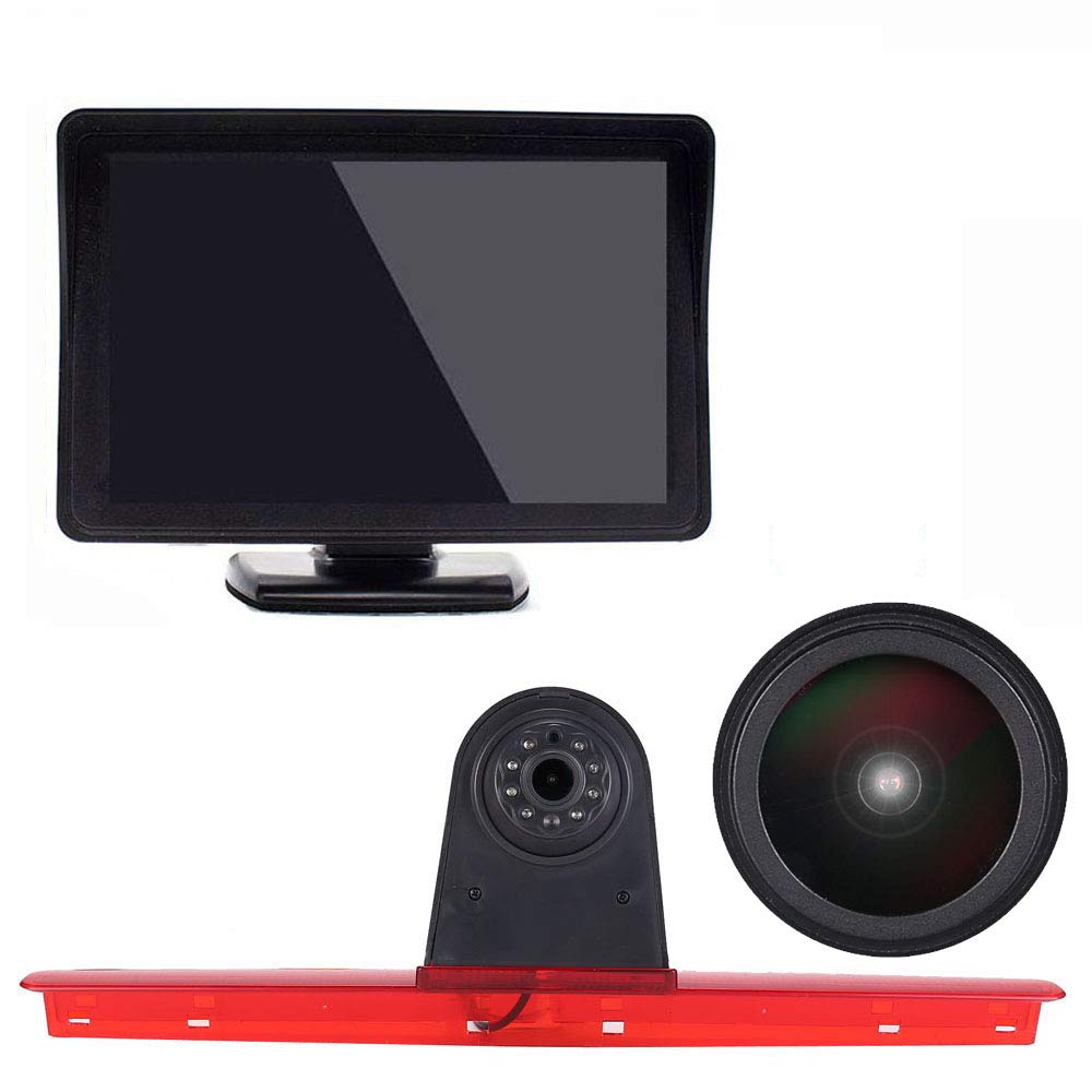 〔18mm Lens Camera + 4.3'' TFT LCD Monitor〕Car HD waterproof 3rd Brake Light Reverse Camera Kit for VW T5 Bus Transporter Multivan Caravelle/Business with tailgate third 3rd stop light