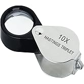 Hastings Triplet Loupe 10X Jeweler's Loupe with 16mm Triplet Lens Foldable Tiny Loupe Magnifier Gemstone Magnifying Tool with Cloth Bag for Jewelry, Diamond, Coins, Watches and Stamps